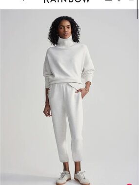 Womens Varley DoubleSoft Slim Pant lounge jogger. Ivory Marl. Size XS. 25” ankle